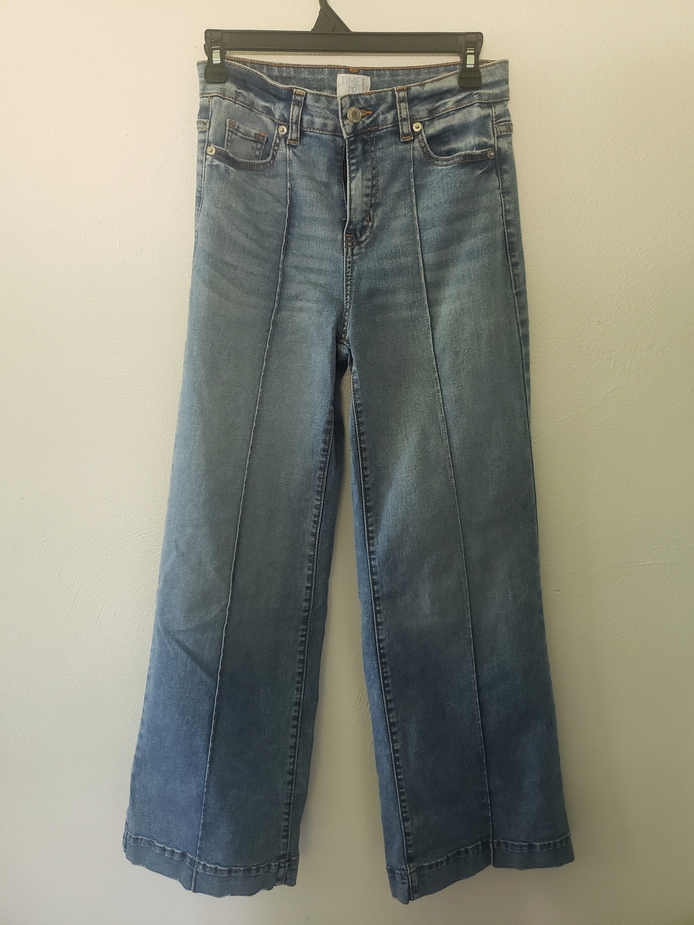 Time and Tru Light Blue Wide-Leg Jeans with Front Seams